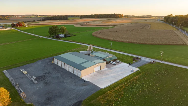 An arial view of Stoltzfus Hardwoods